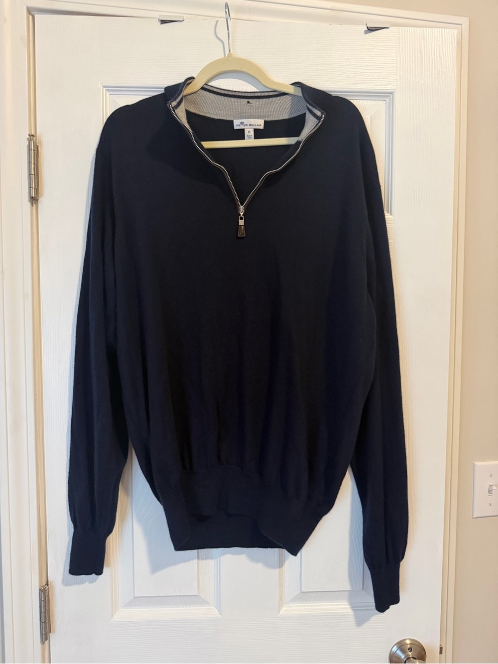 Peter Millar Merino Wool quarter zip sweater navy